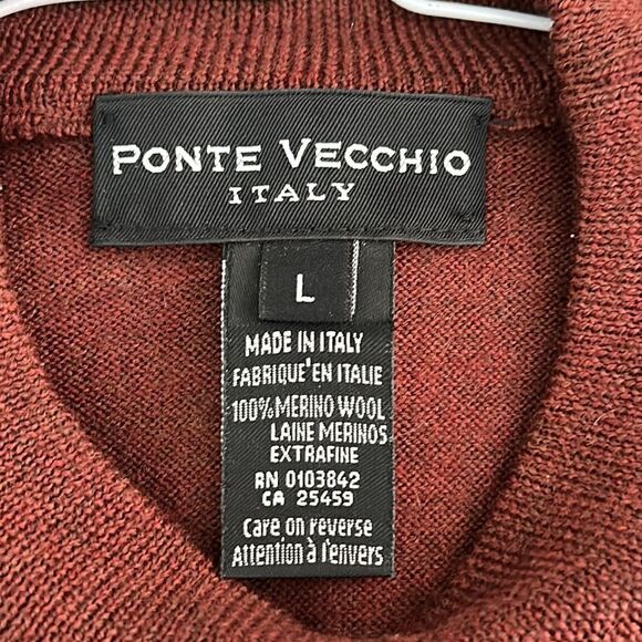 Ponte Vecchio Sweater Large Merino Wool Burgundy - Picture 11 of 11